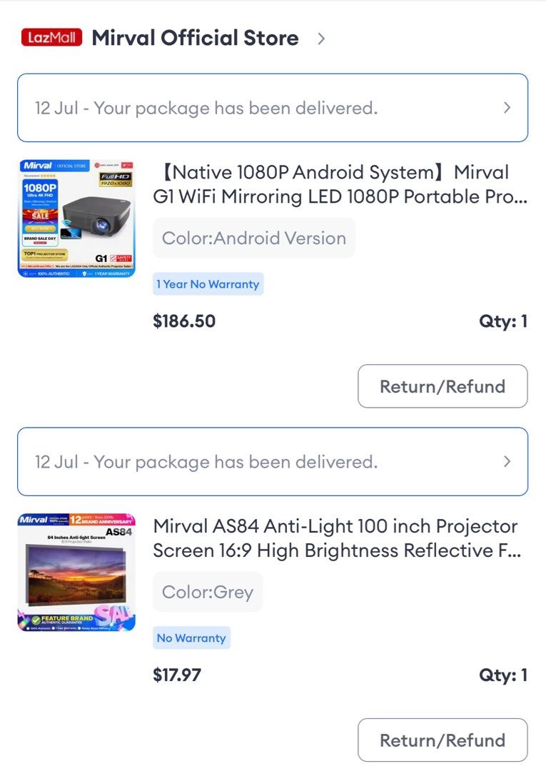 Mirval G1 Full HD 1080P projector, TV & Home Appliances, TV ...