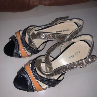 Miu Miu Glittery Silver and Gold  1 1/2 Heels