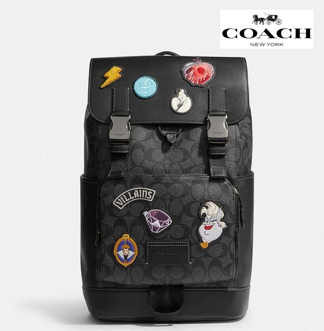 New Coach Original Limited Edition Signature Collection DISNEY X COACH TRACK BACKPACK IN SIGNATURE CANVAS WITH PATCHES Backpack For Men Come With