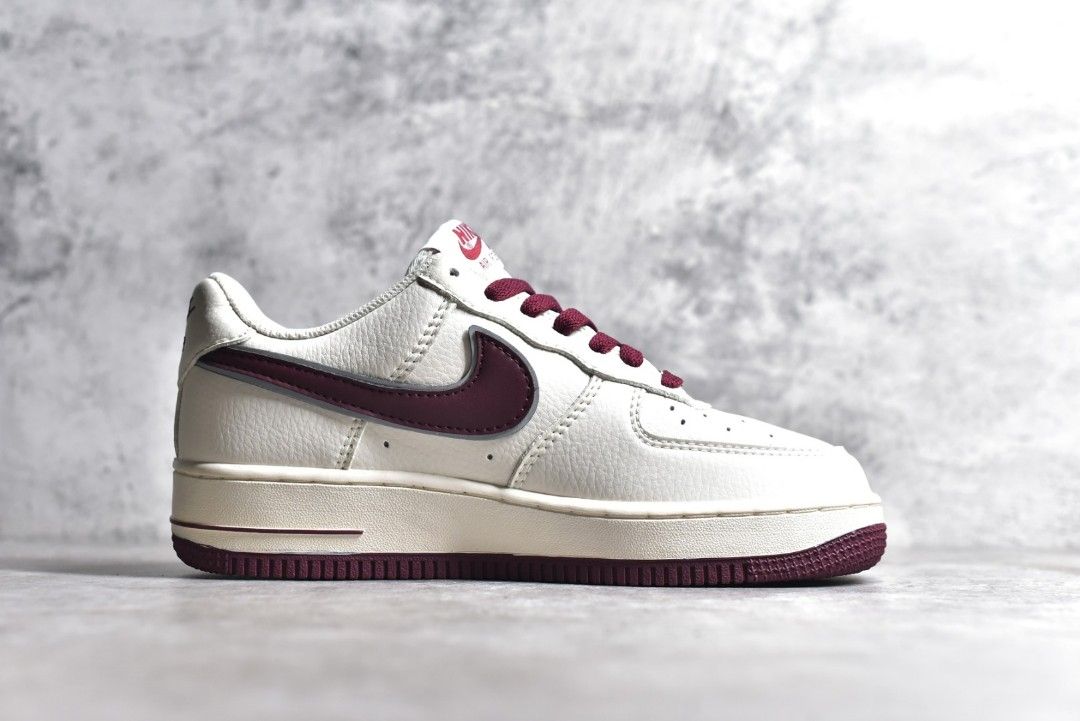 NIKE Air Force 1 07 Low Beige Wine red shoes