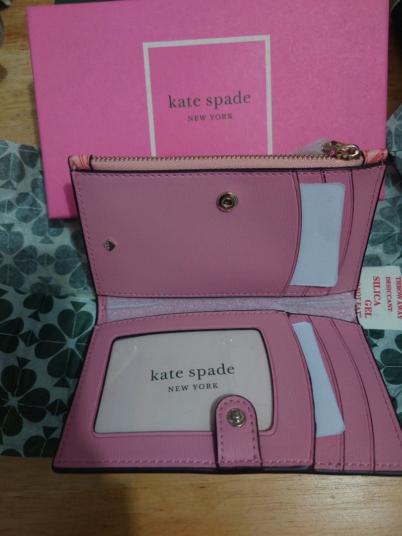 NWT Kate Spade Spencer Falling Flower Embossed Small Slim Bifold