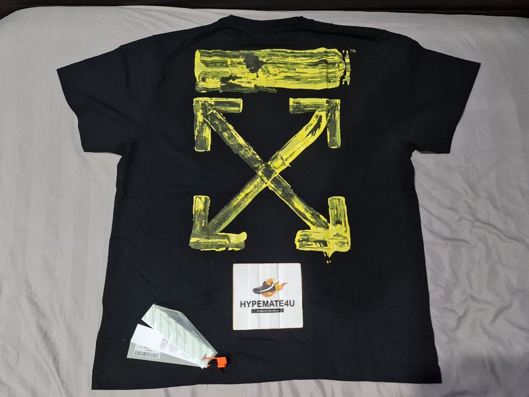 Off White Black Yellow Painted Arrow Shirt Rare Collection