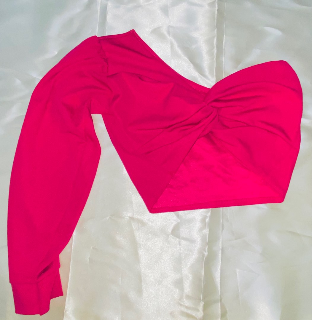 one sided top pink, Women's Fashion, Tops, Blouses on Carousell