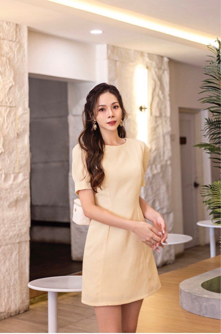 Pastel Yellow Mini Silhoutte Dress Women s Fashion Dresses Sets Dresses on Carousell