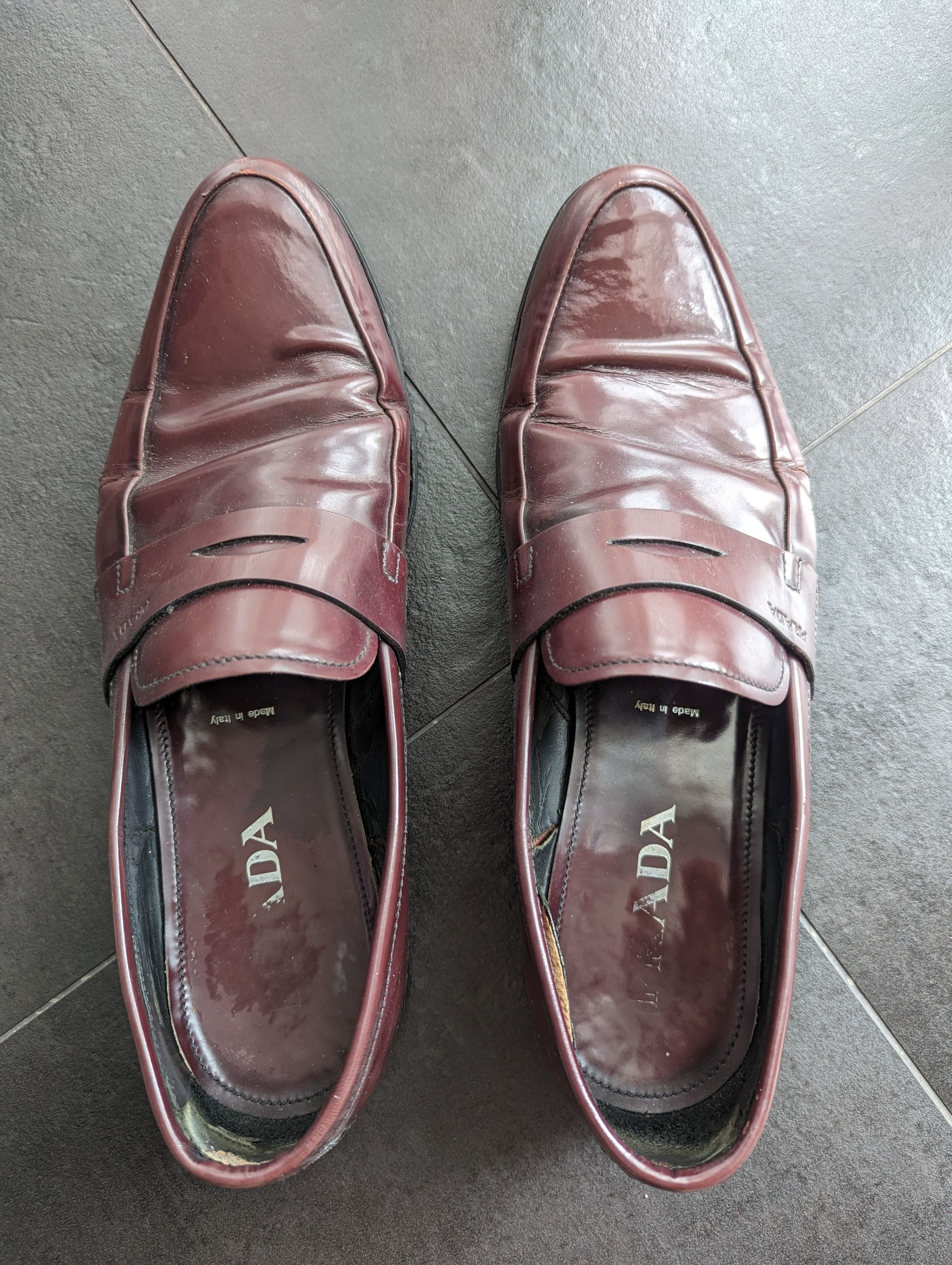 Prada Shoes Loafers Deep Red Colour