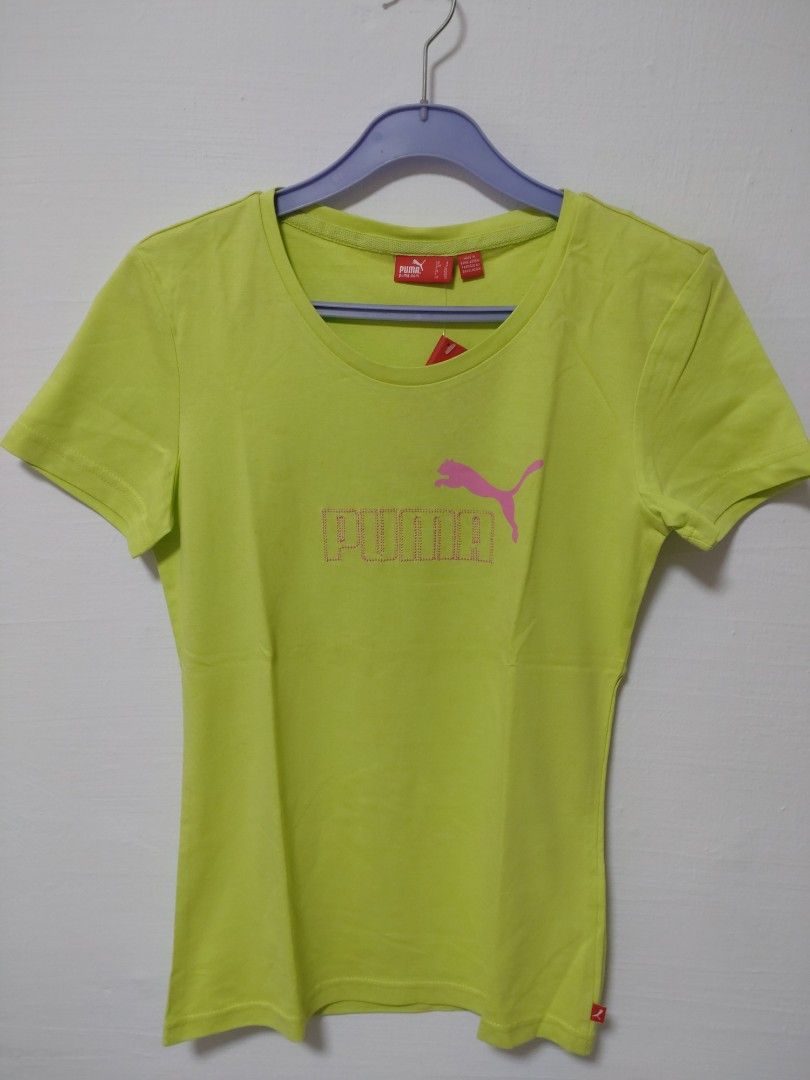PUMA neon green crew neck tshirt Women s Fashion Tops Shirts on