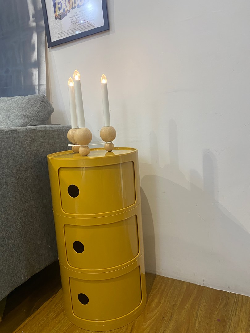 Retro Round Bedside Table 3 Layers, Furniture & Home Living, Furniture