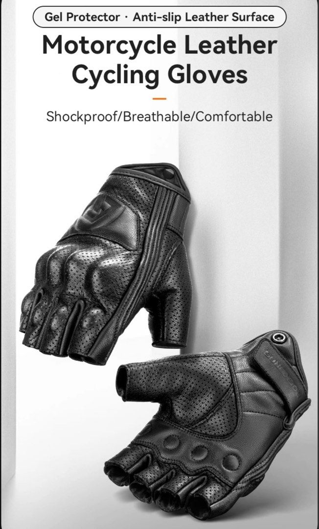 ROCKBROS Motorcycle Gloves Racing Leather Gloves Half Finger