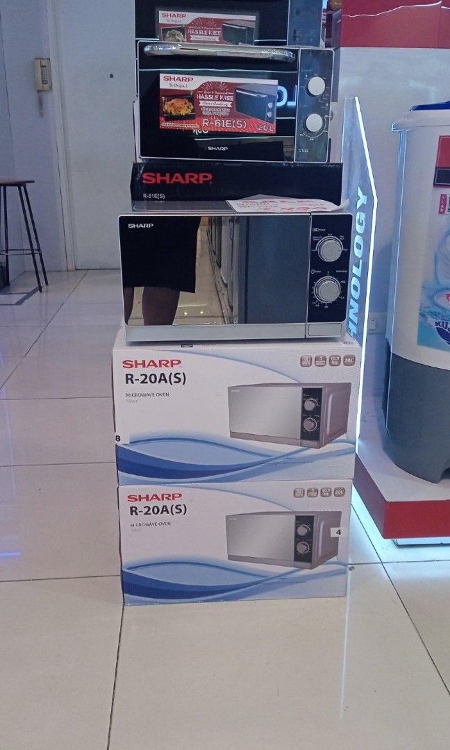 SHARP MICROWAVE OVEN (Category: Ovens & Toasters) located in Quezon City. Submitted by maryann.dimalanta (Listing ID 1266958691, Image 1). Description: SHARP MICROWAVE OVEN R-20A(s) SRP 4,398 Cash 3,900 R-61E(S) SRP 4,698 CASH 4,300 R-72A(S) SRP 6,298 CASH 5,600 R-32E(S) SRP 5,898 CASH 5,300 Brand new and sealed with warranty and receipt 7 days replacement on factory defect only 1 yr warranty on parts and service Pick up / Viewing in the store lo