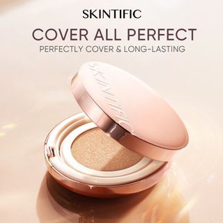 Skintific Cover All Perfect Cushion High Coverage Poreless Flawless Foundation 24h Long-Lasting Spf3