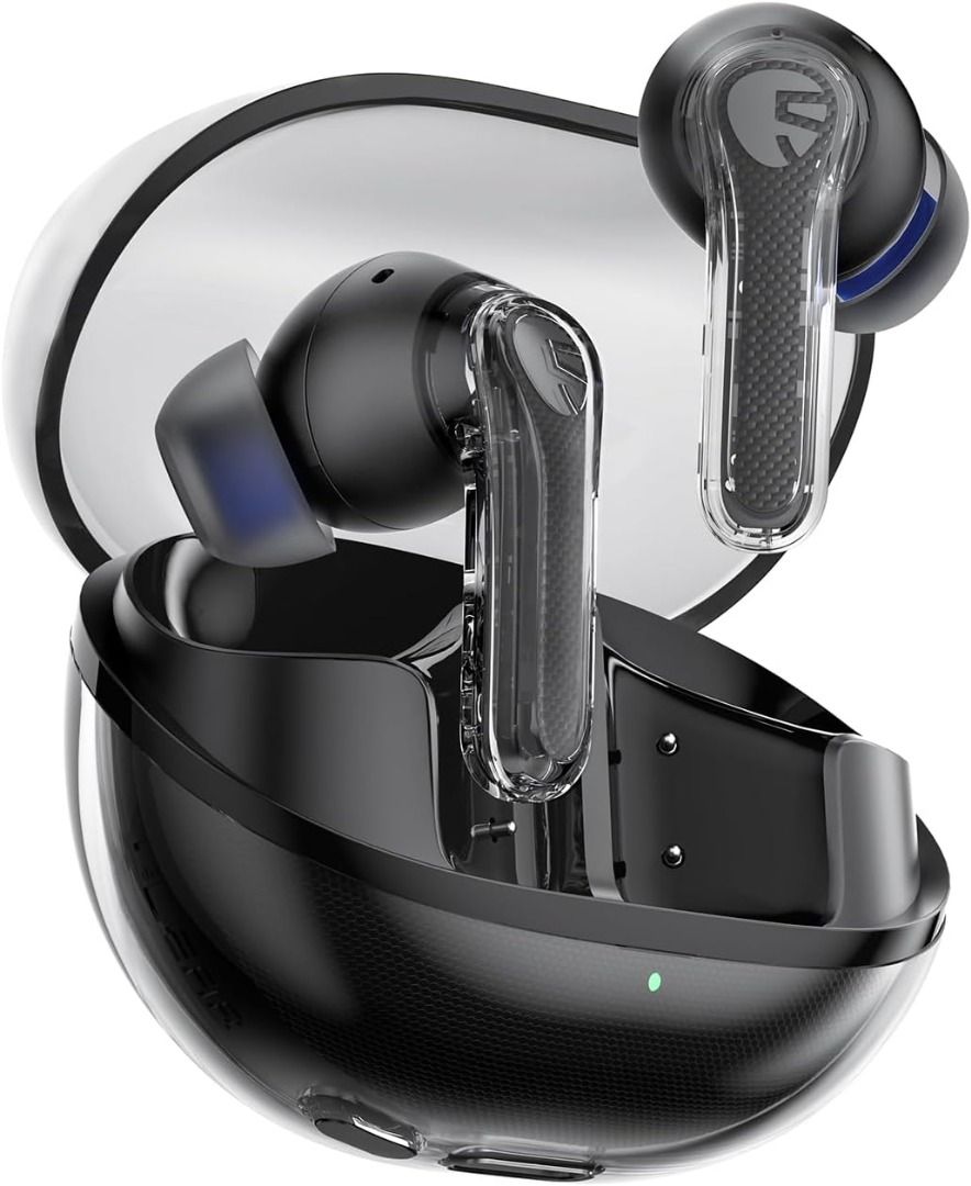 SoundPEATS Clear Wireless Earbuds Ear Buds Bluetooth 5.3 40H Playtime 12mm Drivers and Wireless Noise Cancelling Earbuds with Dual Mic for Clear Calls Game Mode App Control Transparent Black APJC0230 ...