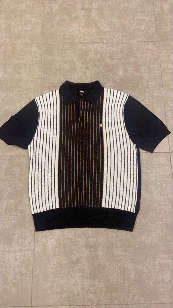 Stussy Textured SS Polo Sweater, 男裝, 上身及套裝, T-shirt、恤衫