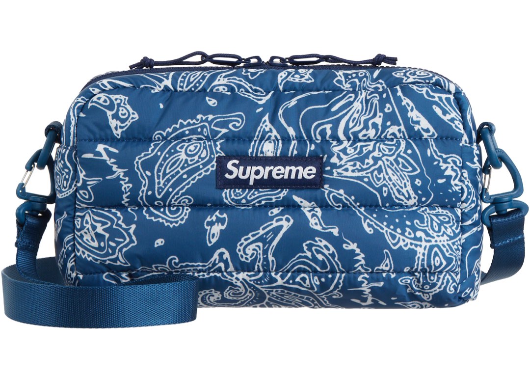 supreme puffer side bag 藍色變形蟲側背包, 他的時尚, 包, 背包在旋轉拍賣