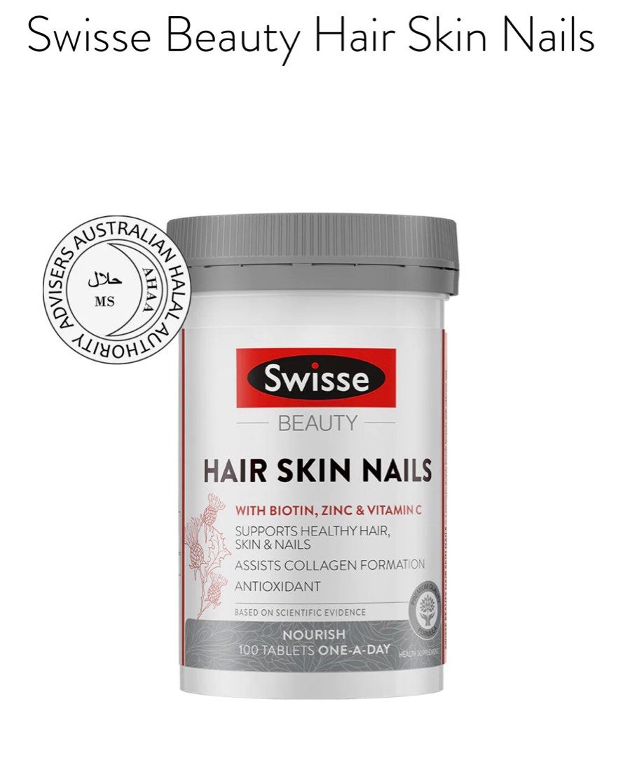 Swisse Beauty Hair Skin Nails (60 tablets), Health & Nutrition, Health Supplements, Vitamins