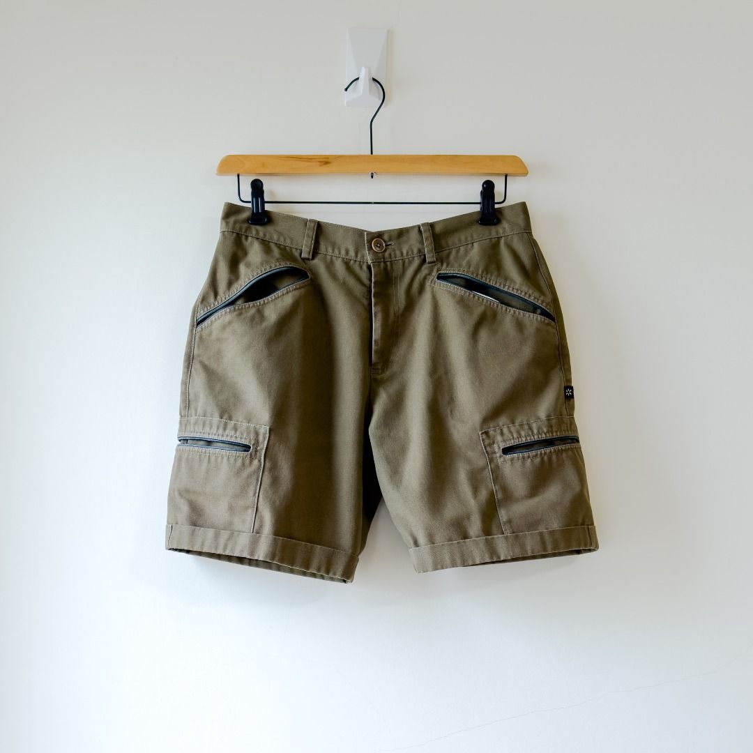 THUES Vintage T0045 厚磅軍布滾皮邊短褲, 他的時尚, 褲子, 短褲在旋轉拍賣