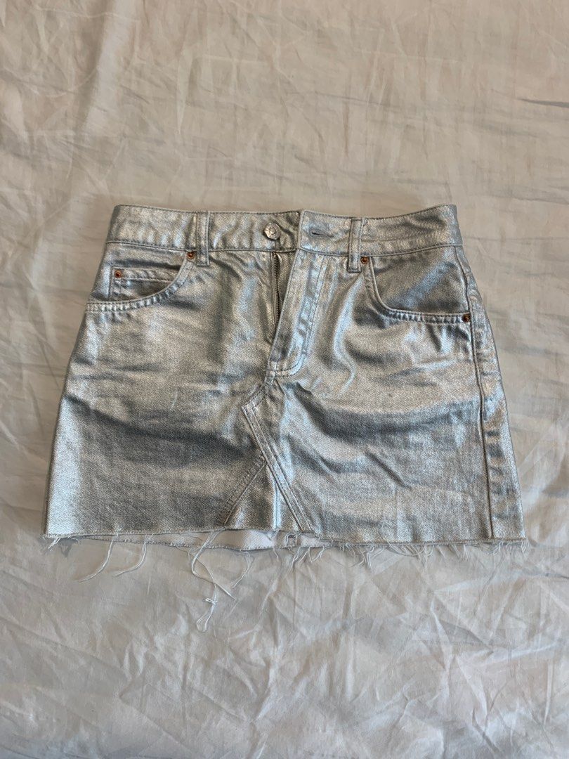 Silver metallic hotsell skirt topshop