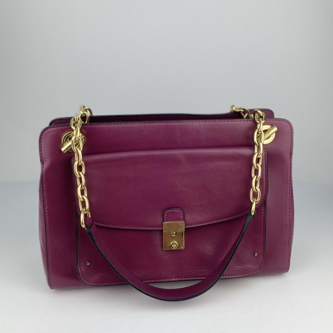 Tory burch satchel priscilla top handle black hot sale