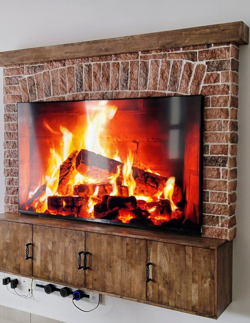 Fireplace tv stand brick deals