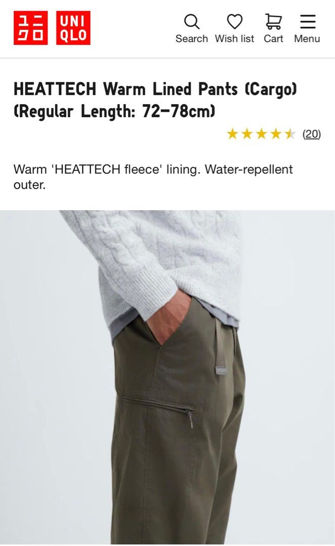 Uniqlo HEATTECH Warm-Lined Pants 92-100cm UNISEX, Men's Fashion, Bottoms,  Trousers on Carousell
