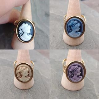 VICTORIAN Cameo Ring Lady Gold Plated Jewelry Rings