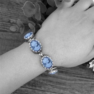 Victorian Lady Blue Cameo Vintage Look Jewelry Bracelet