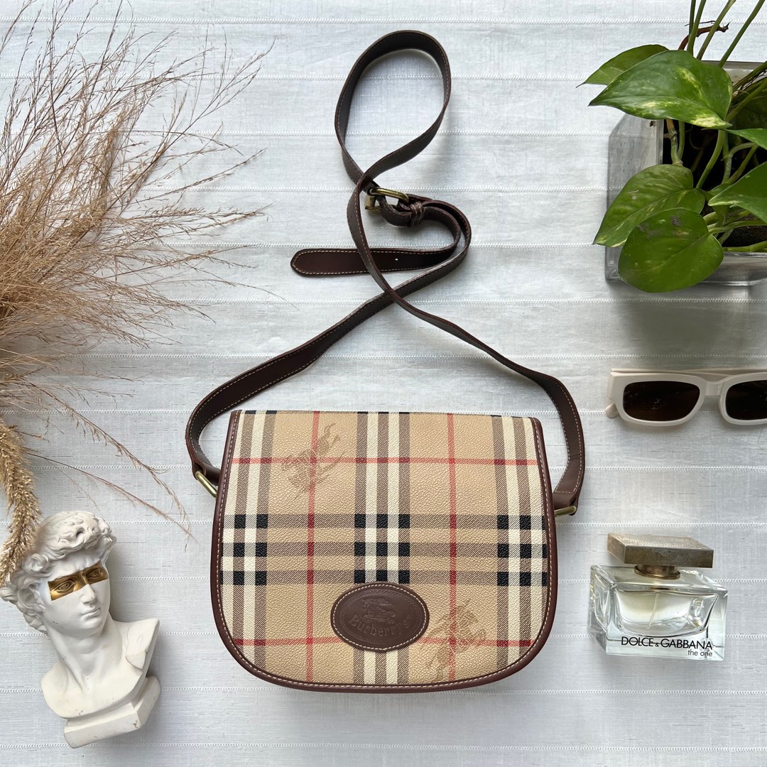 Vintage Burberrys Nova Check PVC Leather Crossbody Bag, Luxury, Bags