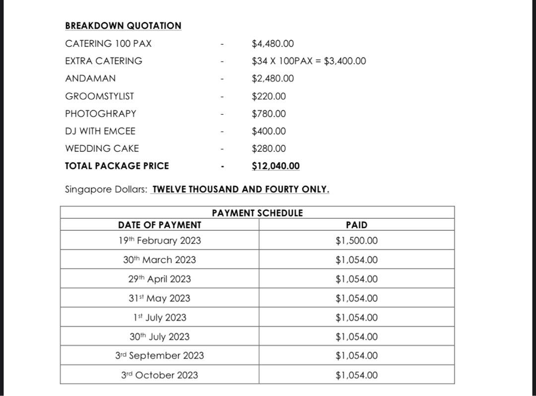 wedding package 1 january 2024, Announcements on Carousell