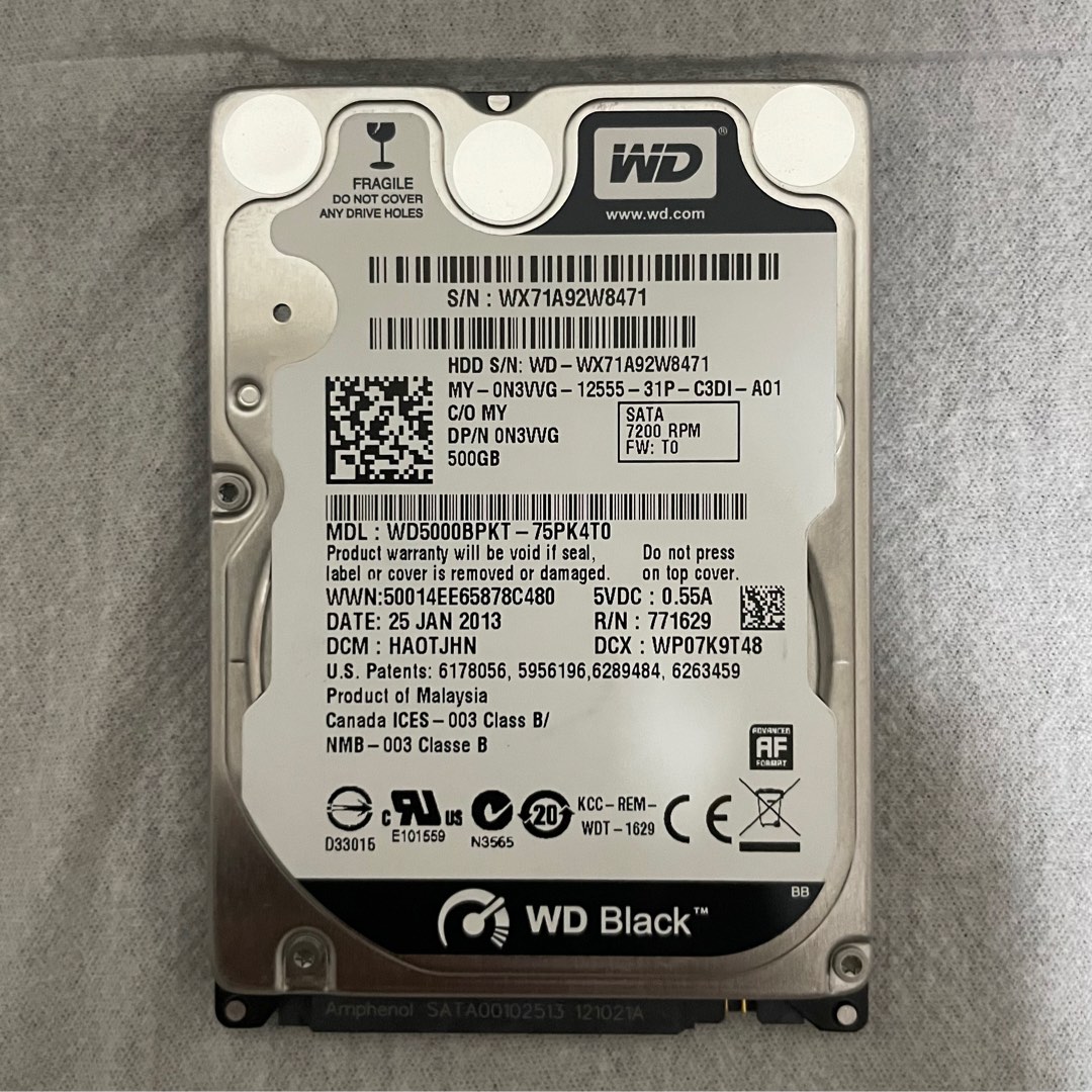 Western Digital WDC WD5000BPKT 500GB, Computers & Tech, Parts ...