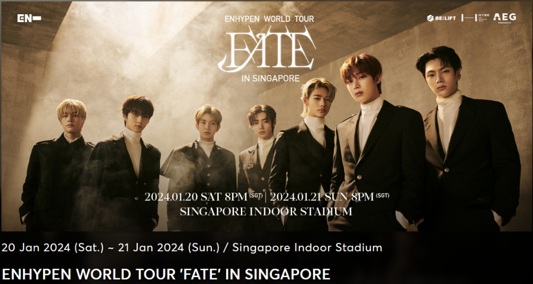 [WTS/LFB] Enhypen Fate World Tour 2024 Day 2 1x Standing Pen C, Tickets