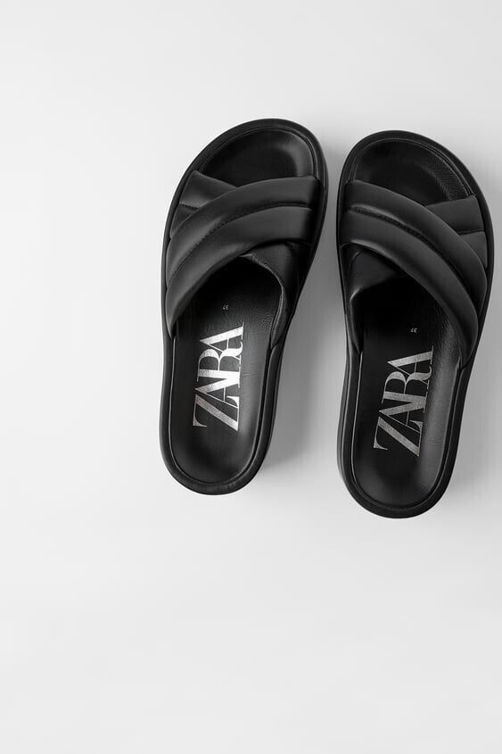 Zara quilted platform leather sandals top