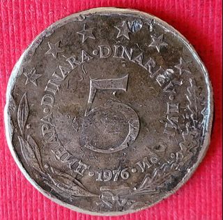 變体幣／099哥倫比亞1976年5元錢幣乙枚（保真，缺料，非車輛壓過）。