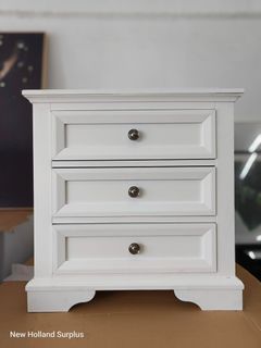 3 Drawer Bedside Table White Surplus from Australia
