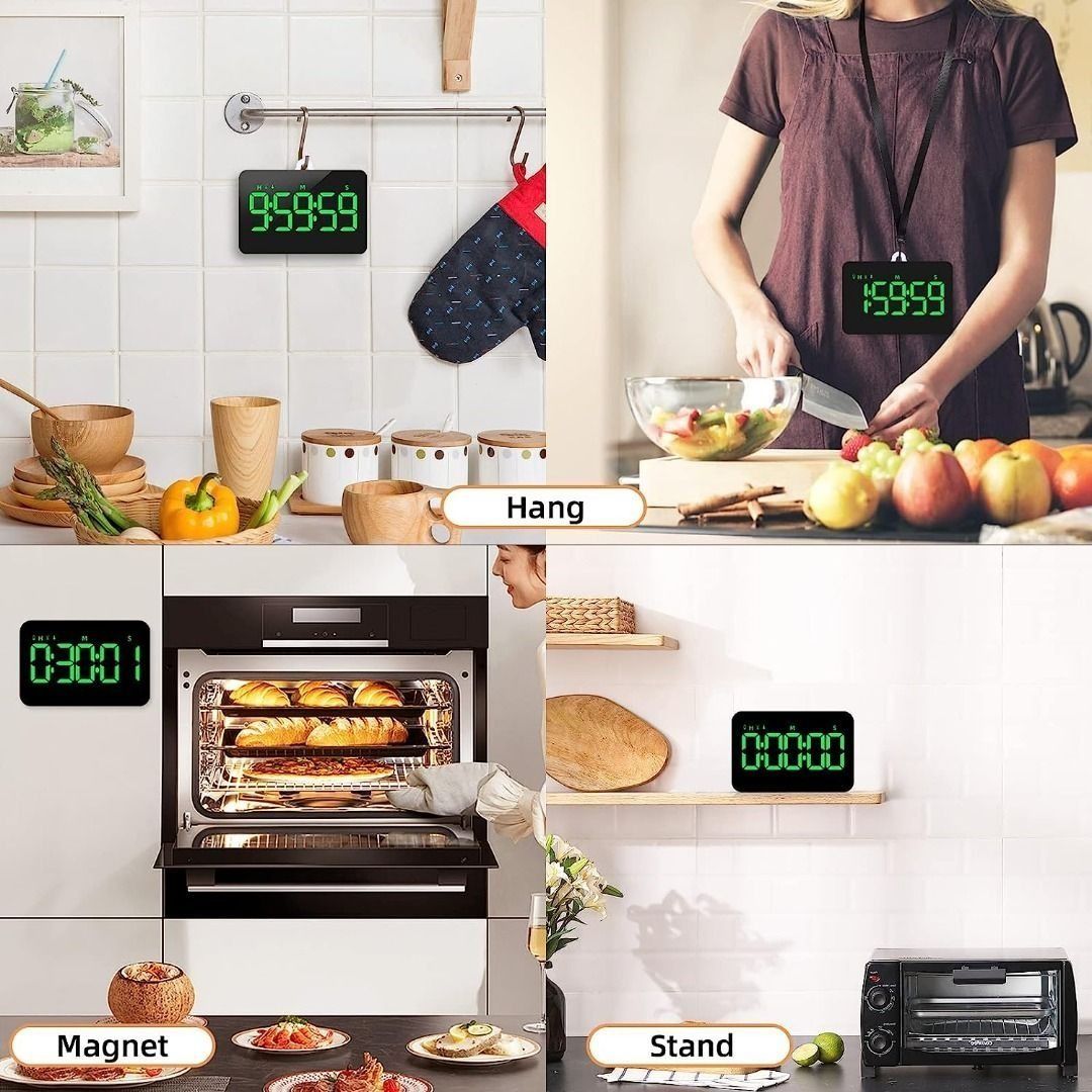  XREXS Digital Kitchen Timer, Magnetic Countdown Up Cooking Timer  Clock with Large LCD Display, Adjustable Volume, Loud Alarm & Strong Magnet  Classroom Timer for Teachers (Batteries Included) : Home & Kitchen