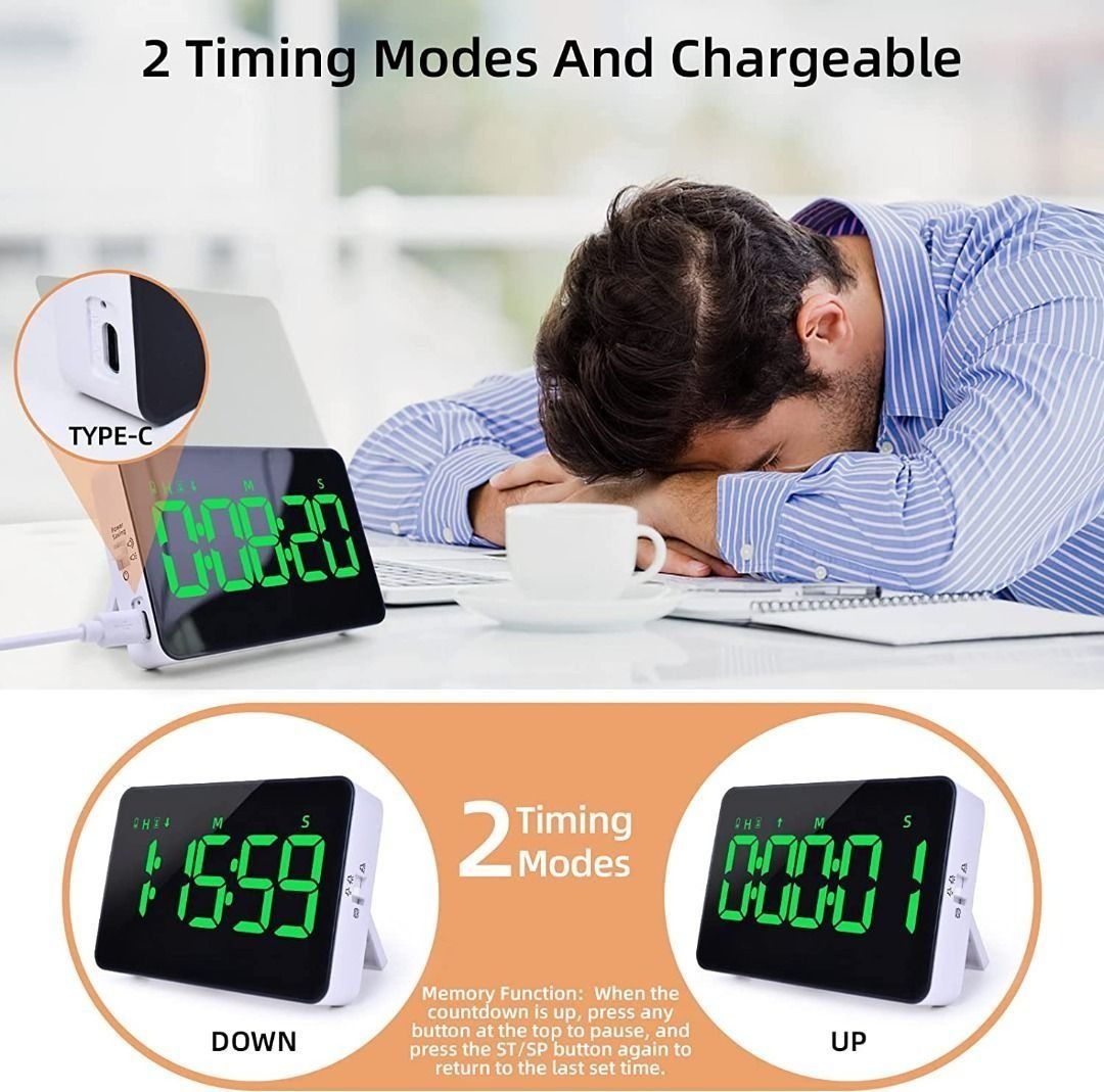  XREXS Digital Kitchen Timer, Magnetic Countdown Up Cooking Timer  Clock with Large LCD Display, Adjustable Volume, Loud Alarm & Strong Magnet  Classroom Timer for Teachers (Batteries Included) : Home & Kitchen