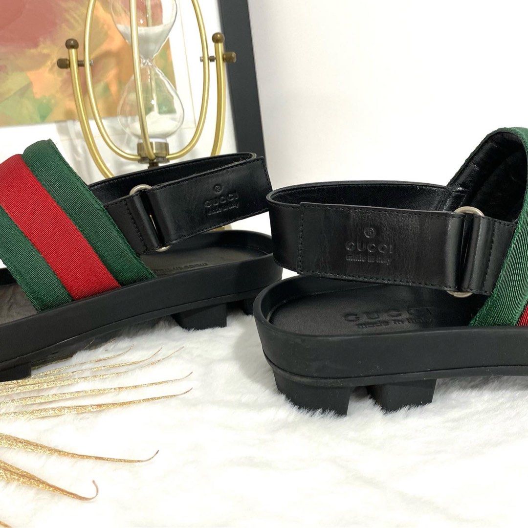 Gucci sandals sales red and green