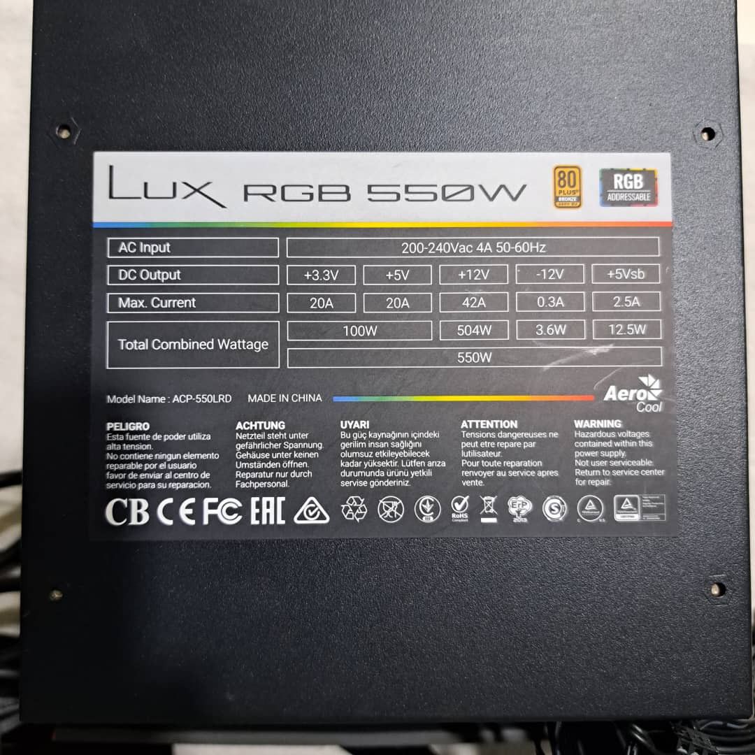 Aerocool LUX RGB 550W, Computers & Tech, Parts & Accessories