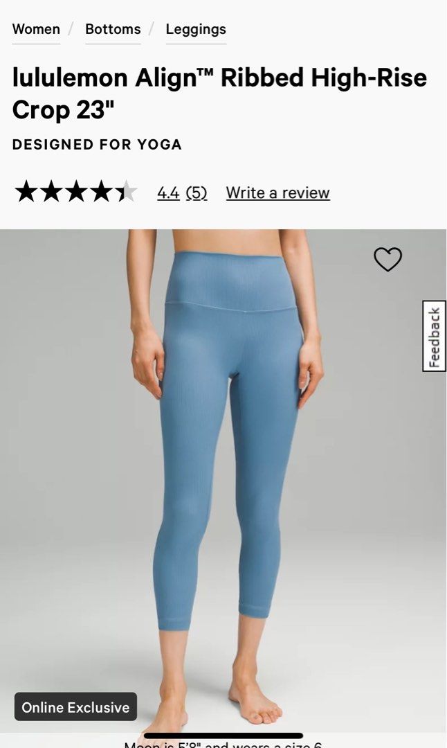 lululemon Align™ High-Rise Crop 23” in size 0, Women's Fashion, Activewear  on Carousell