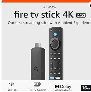 All-new  Fire TV Stick 4K Max streaming device, supports Wi-Fi 6E,  free & live TV without cable or satellite