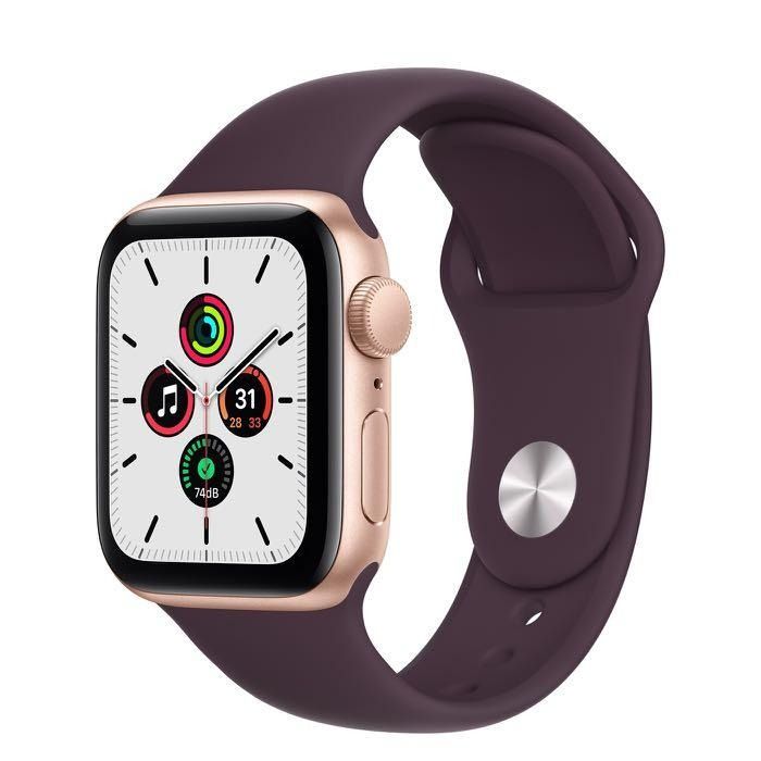 Apple Watch SE 40mm Rose Gold Aluminium Case Sport Band Dark Cherry