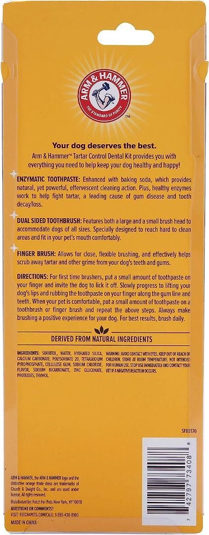 Arm Hammer for Pets Tartar Control Kit for Dogs Contains