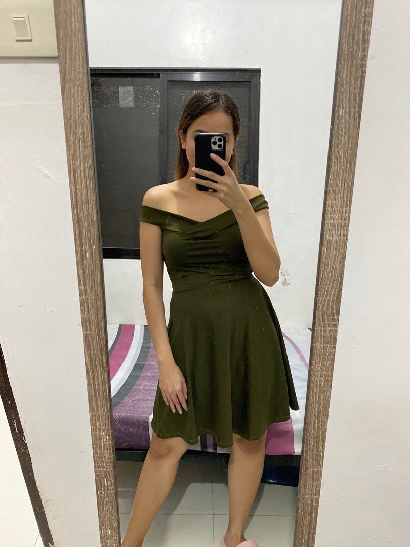 army green mini dress