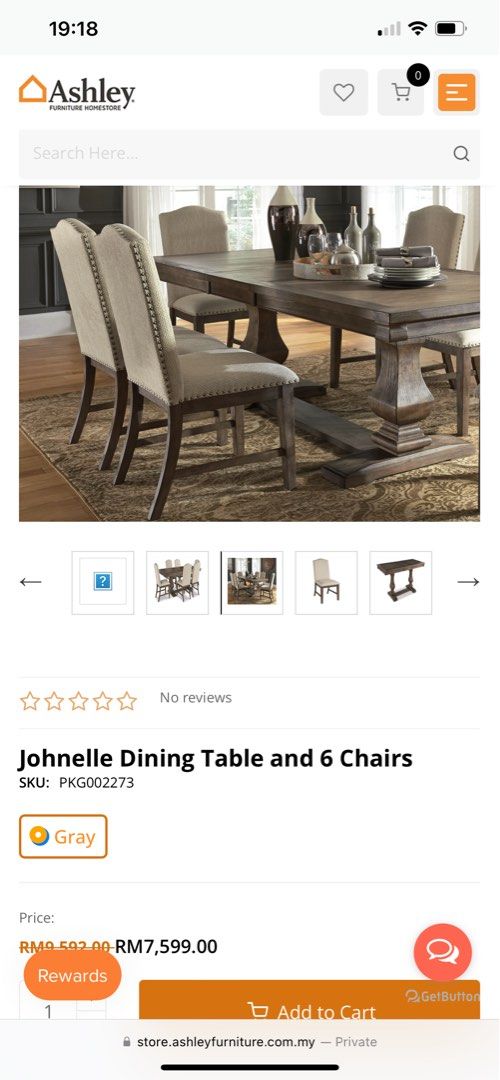 Ashley Johnelle Dining Table w/ 8 chairs, Furniture & Home Living