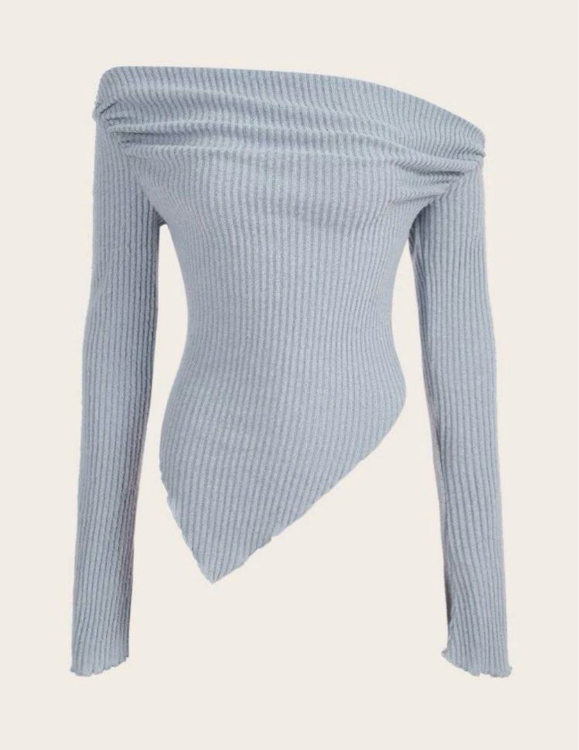 Asymmetrical off the shoulder sweater sale