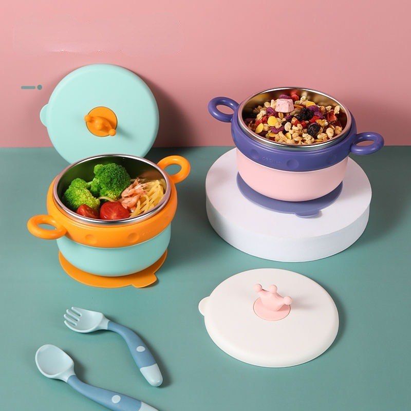 Baby Food Bowl Stainless Steel Children s Bowl Tableware Baby Bowls Kids Feeding Bowls Heat Preservation Bowl Keep Food Warm Heat Retaining Bowl