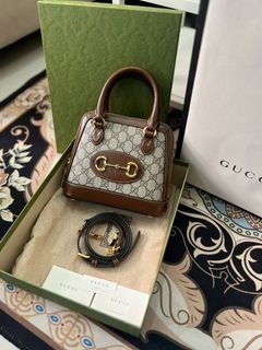 Best Deal Gucci horsebit 1955 mini top handle bag in beige/dark brown GHW pembelian thn 2022 with Box, dustbag and booklet n tag.