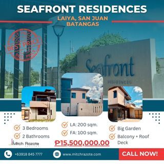 Best Price in the Market! 3-Bedroom Beach House For Sale at Seafront Residences in Laiya, San Juan Batangas