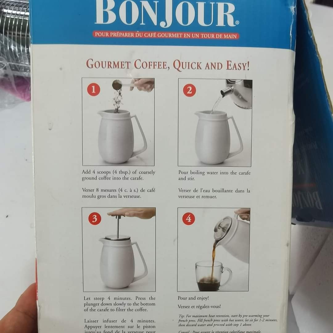 BONJOUR CERAMIC FRENCH PRESS COFFEE POT THERMAL STAINLESS ( FRAGILE