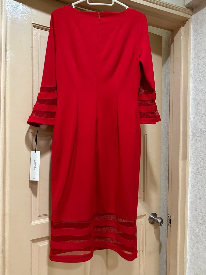 Calvin klein illusion hotsell sleeve sheath dress
