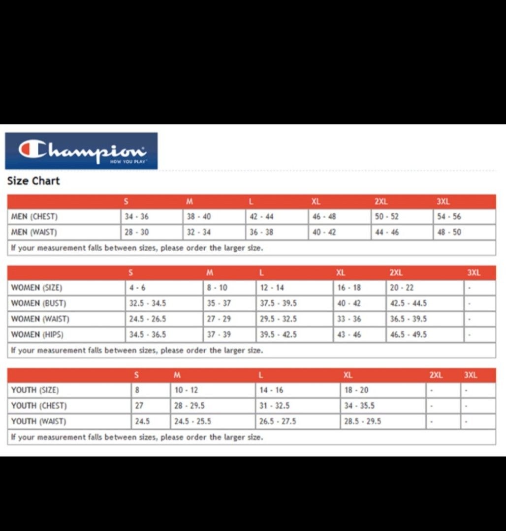 Champion hoodie size chart japan discount