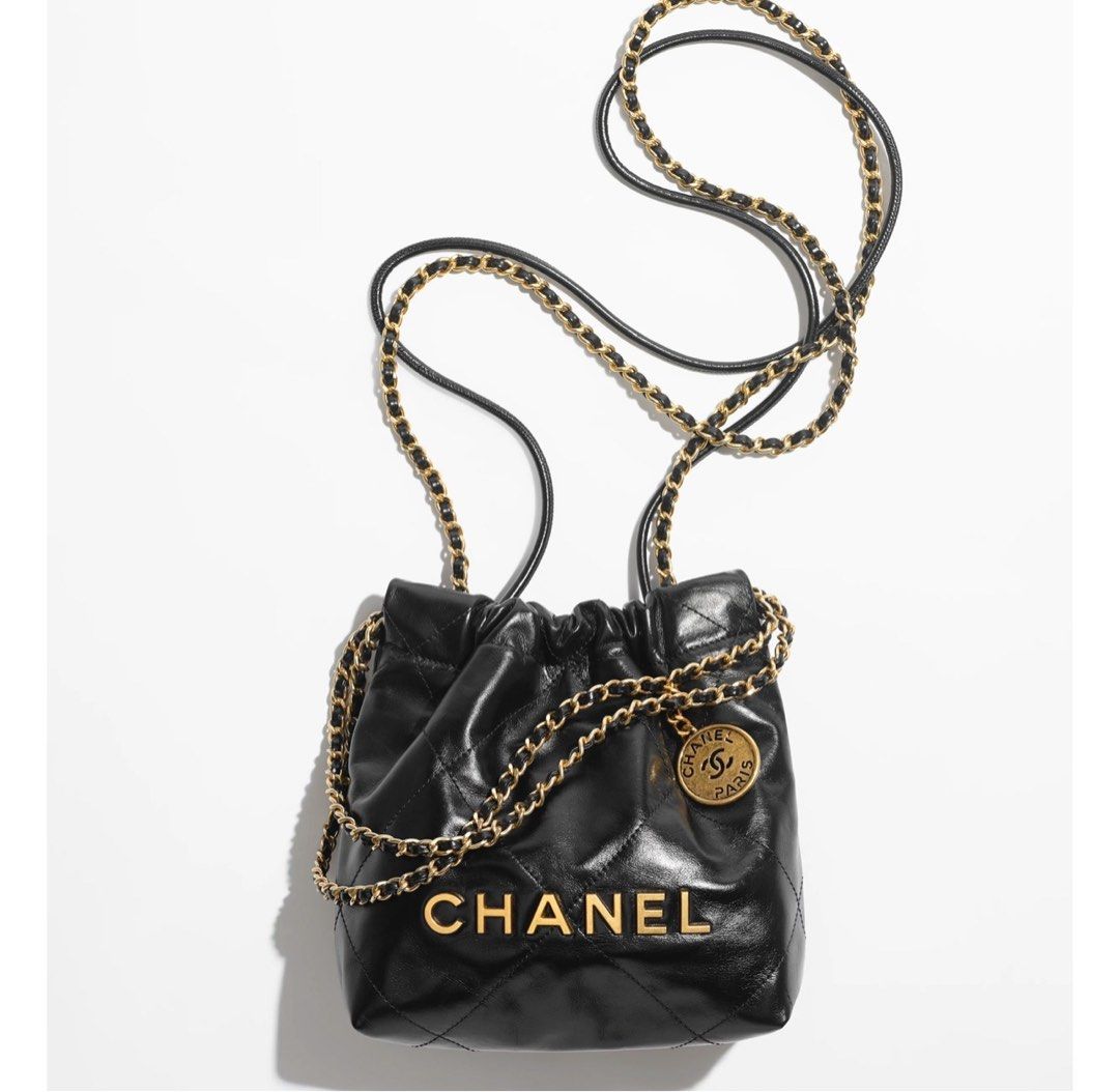 Chanel 22 mini handbag black gold Luxury Bags Wallets on Carousell